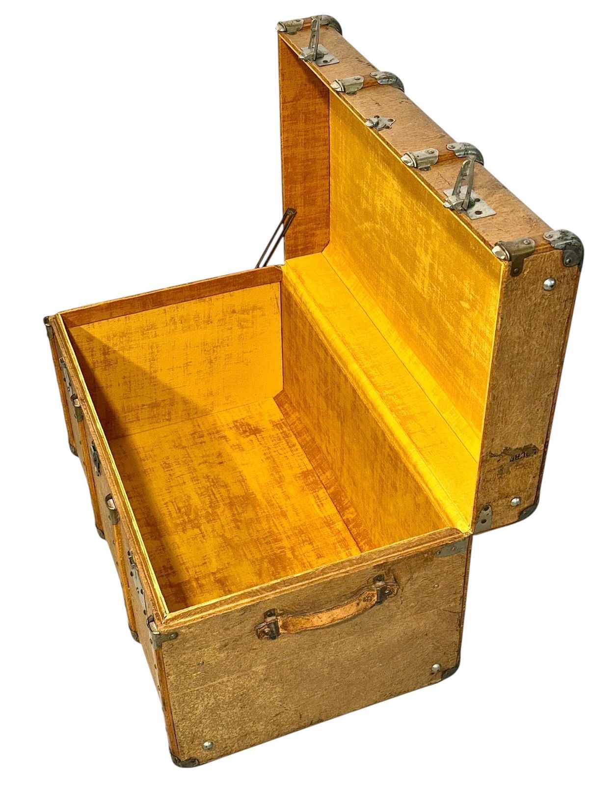 1288.0 19th Century Wood And Leather Travel Trunk With Velvet Interior photo
