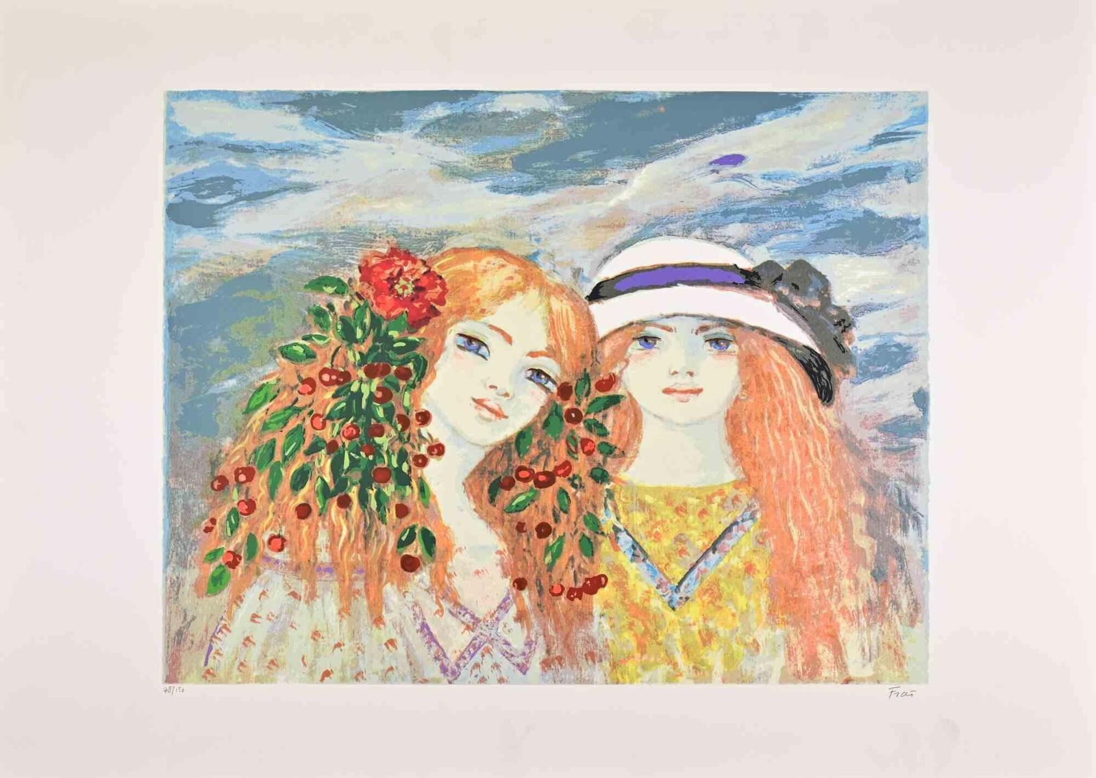 Felicita Fraitwo Girls   Lithograph By Felicita Frai   1980s1980s