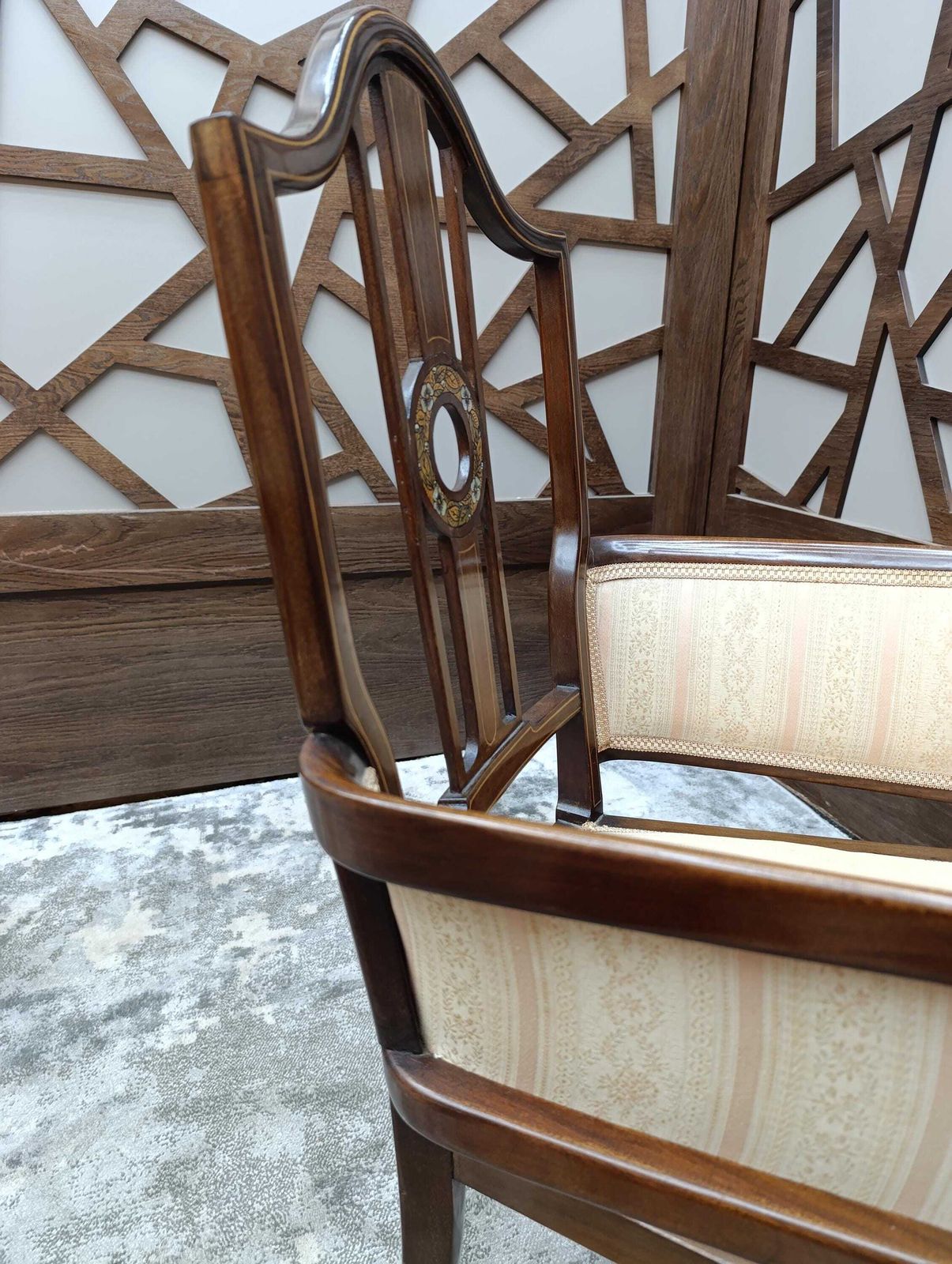 photo furniture Edwardian Mahogany Salon Suite | Mother Of Pearl Inlay | Early 20th Century