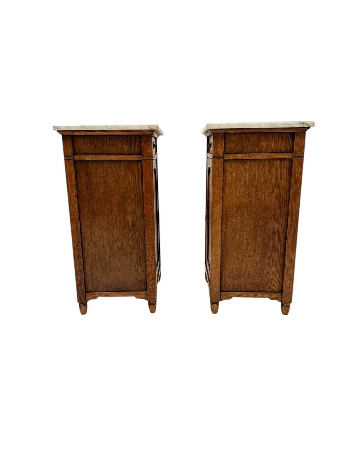 Two Arts & Crafts Art Nouveau Oak Nightstands Or Bedside Tables, 1900s photo buy