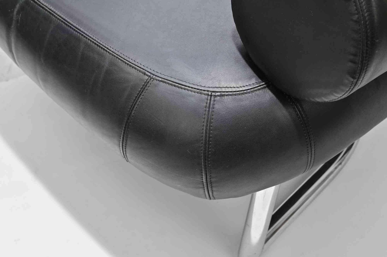 Bibendum Black Leather Chair By Eileen Gray, 1980s photo for sale