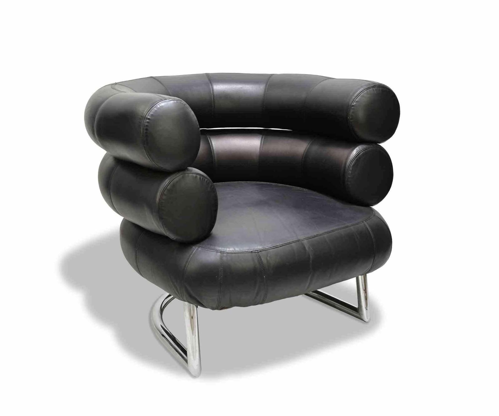 Bibendum Black Leather Chair By Eileen Gray, 1980s photo vinterior