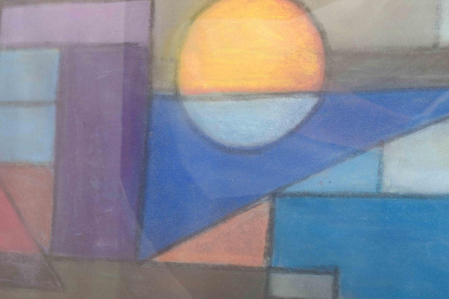 Scandinavian Artist. Chalk On Board. Geometric Abstract Composition. 1960s/70s photo for sale