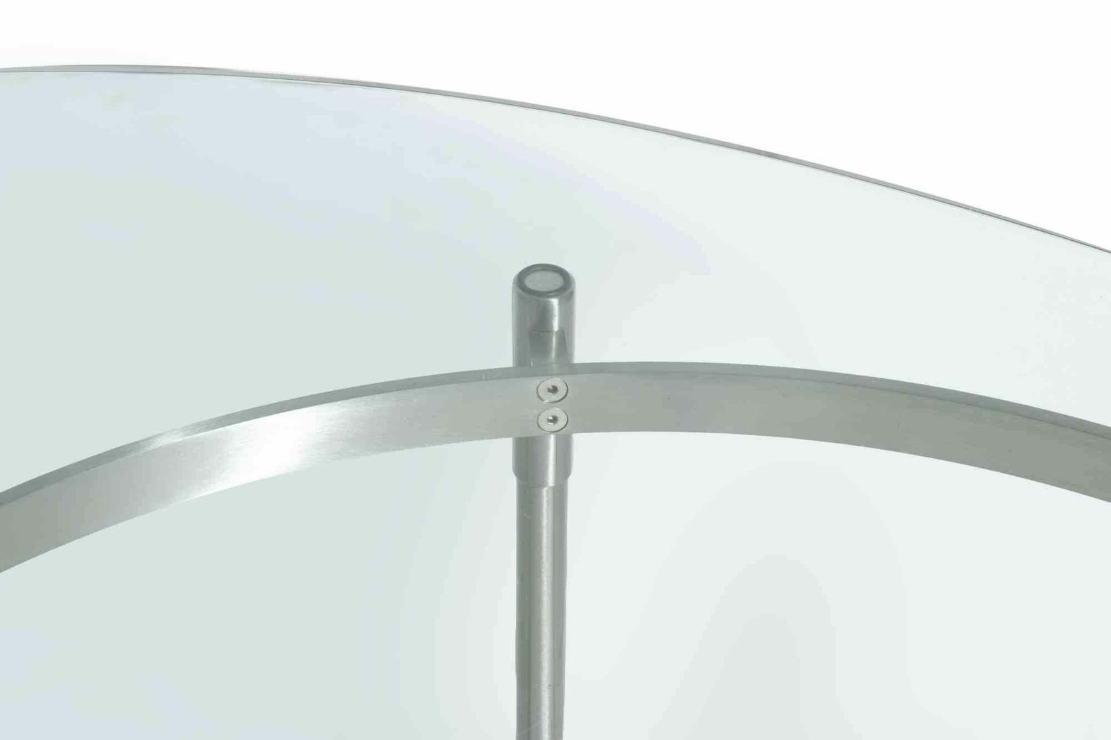Modernist Glass And Steel Occasional Table On Castors   Italy   1970s photo furniture