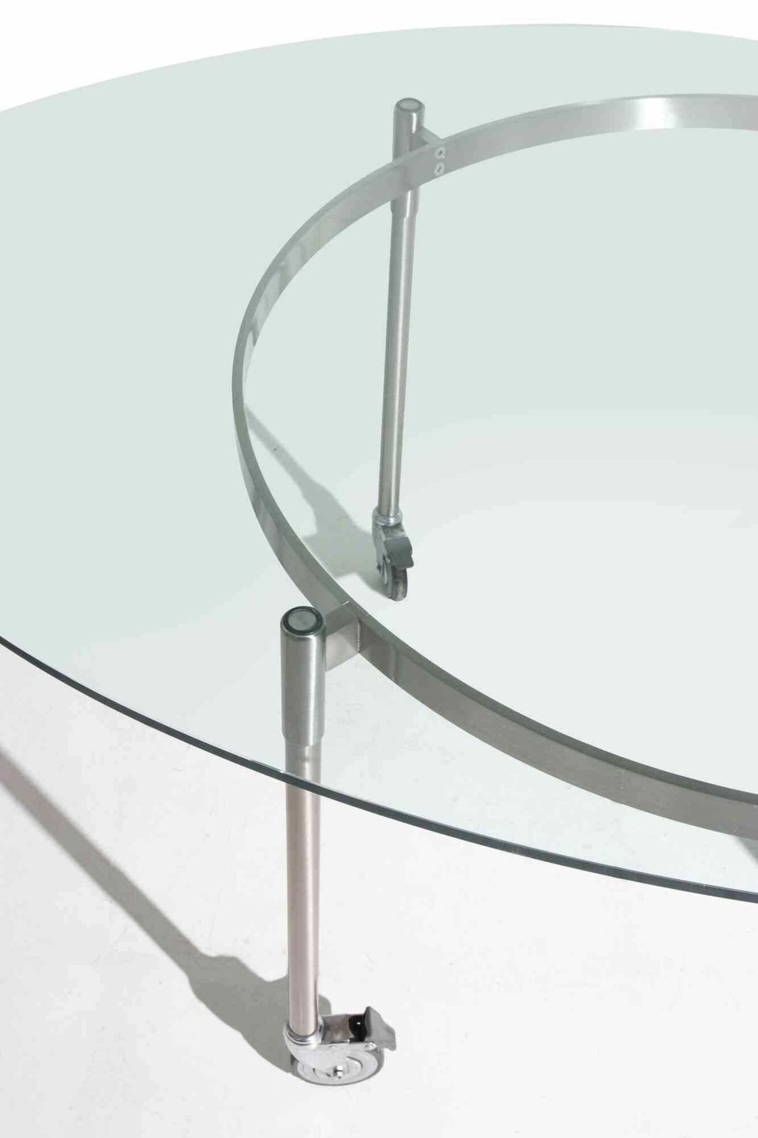 Modernist Glass And Steel Occasional Table On Castors   Italy   1970s photo 1413.0