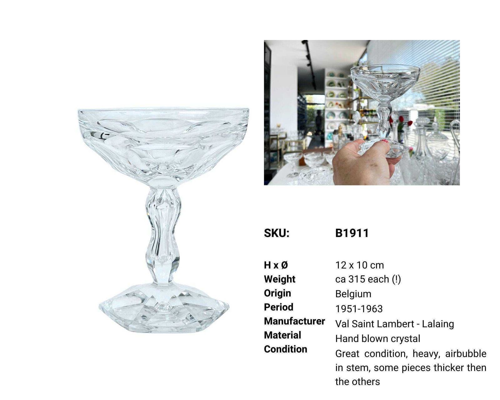 Val Saint Lambert | Champagne Coupes | 6pcs | Lalaign photo buy