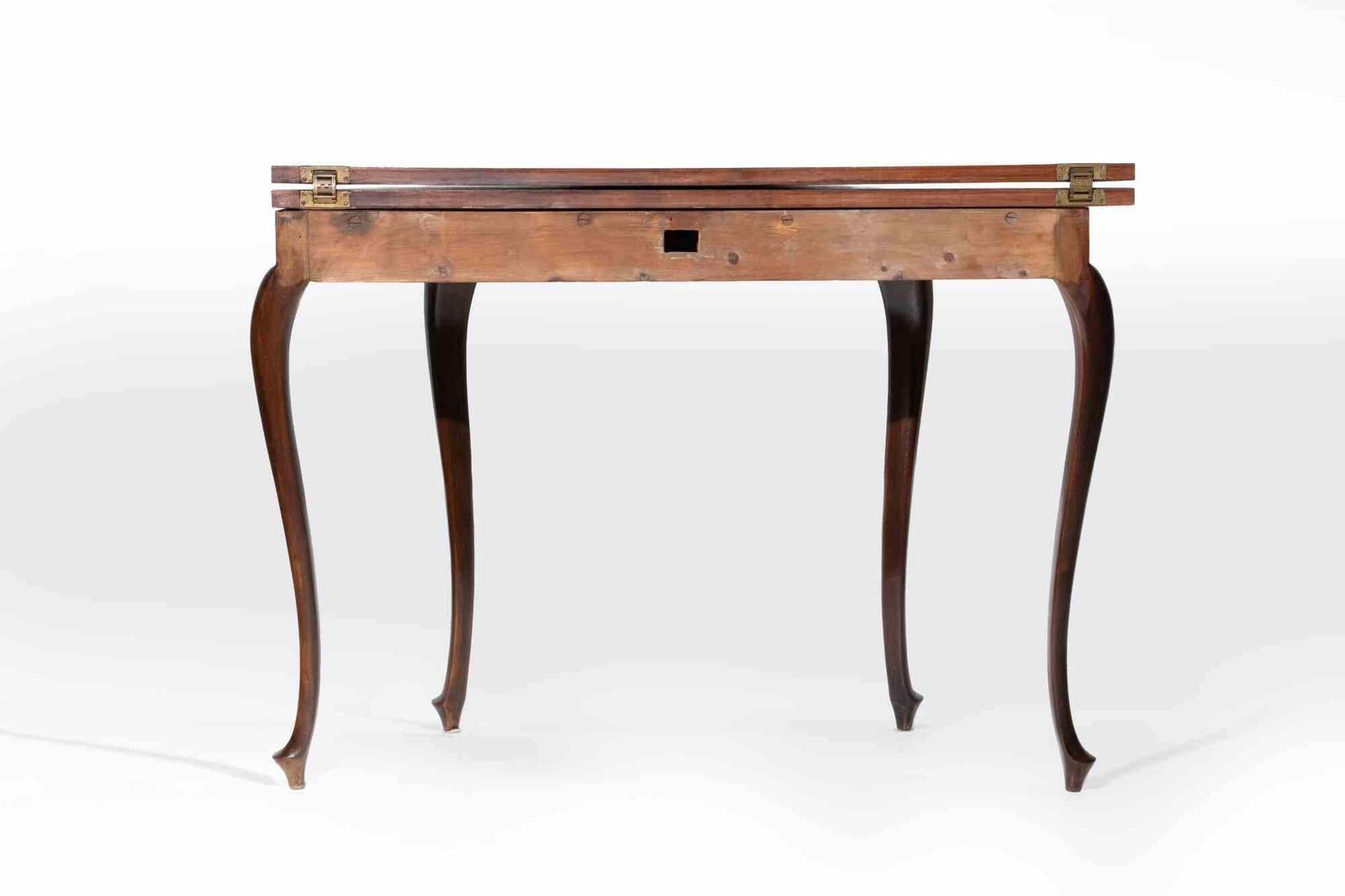 Vintage Walnut George III Style Demi Lune Folding Game Table  England 1950s photo Furniture