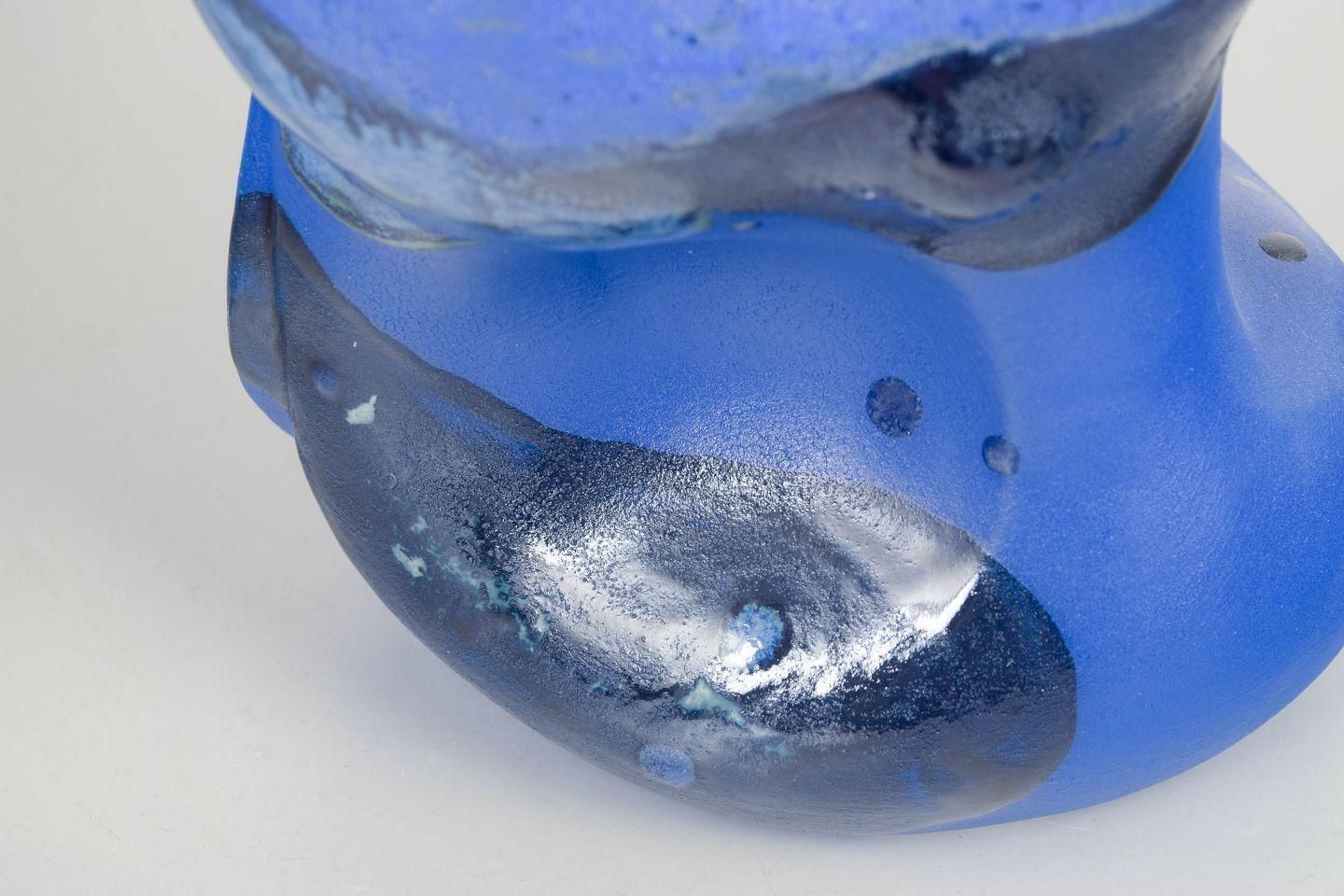 Christina Muff, Contemporary Danish Artist. Ceramic Vessel With Royal Blue Glaze photo Home Decor
