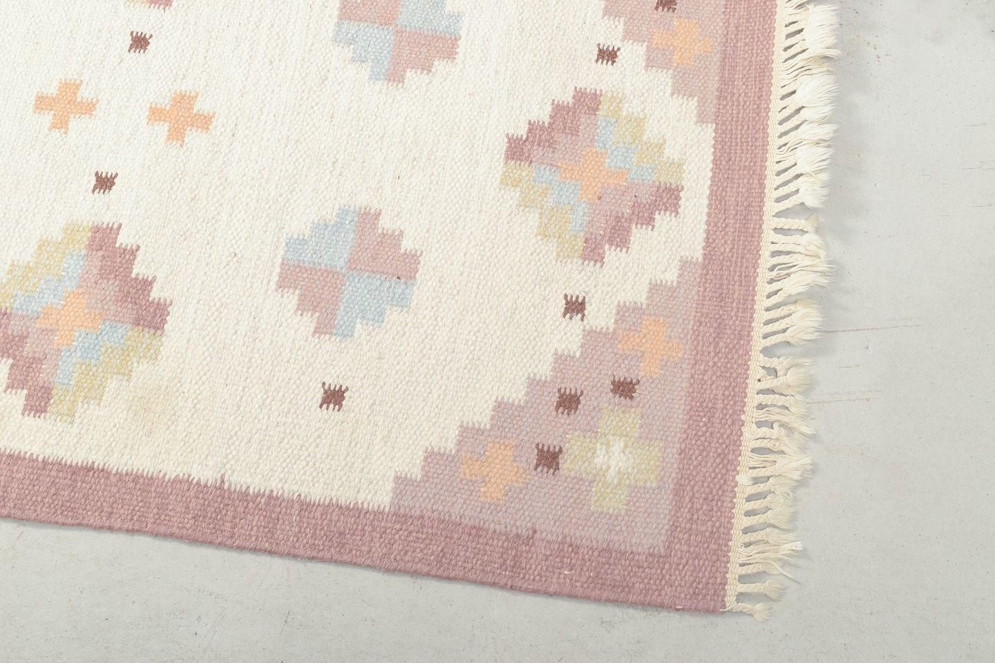 Chemin de table rölakan en laine à motif géométrique, designer textile suédois, années 1960 photo furniture