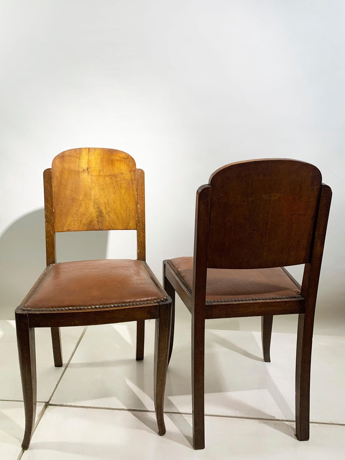 3356.0 Set Of Six French Art Deco Walnut Dining Chairs With Arched Backs, France, 1930s photo