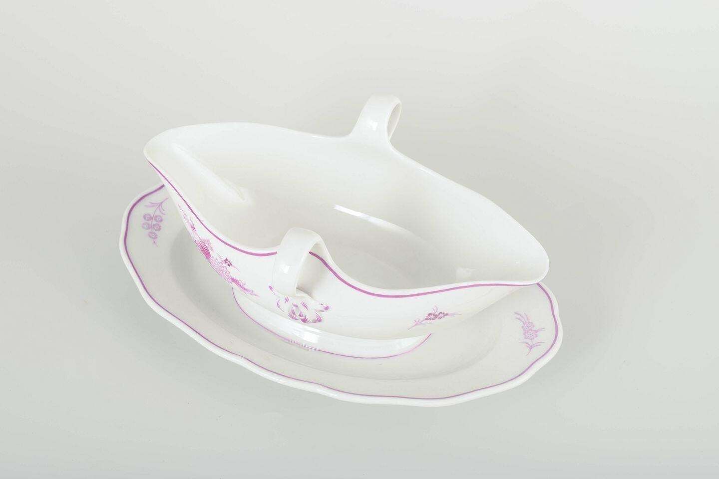Meissen, Germany. Porcelain Sauce Boat With Lilac Floral Motif. 1930s photo furniture
