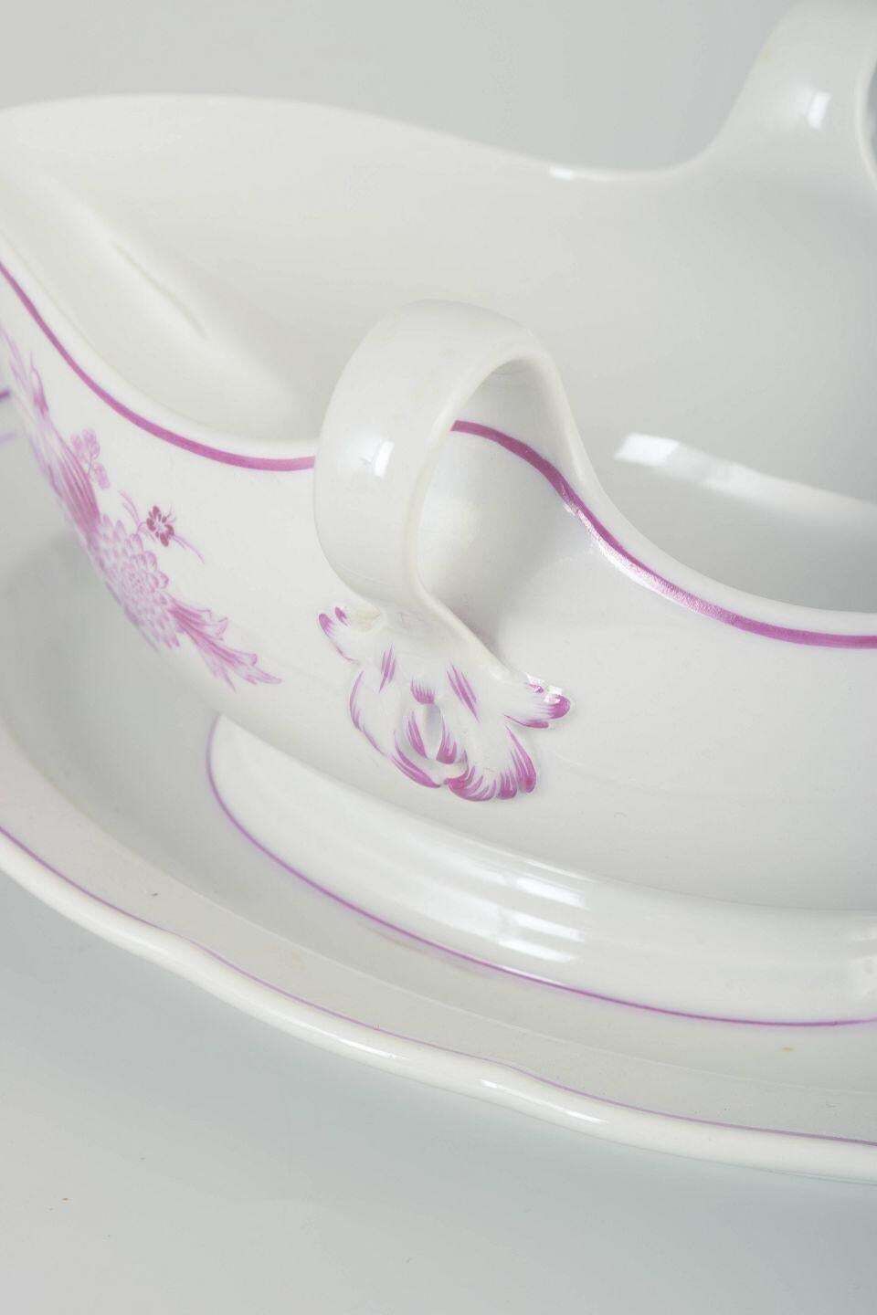 Meissen, Germany. Porcelain Sauce Boat With Lilac Floral Motif. 1930s photo for sale