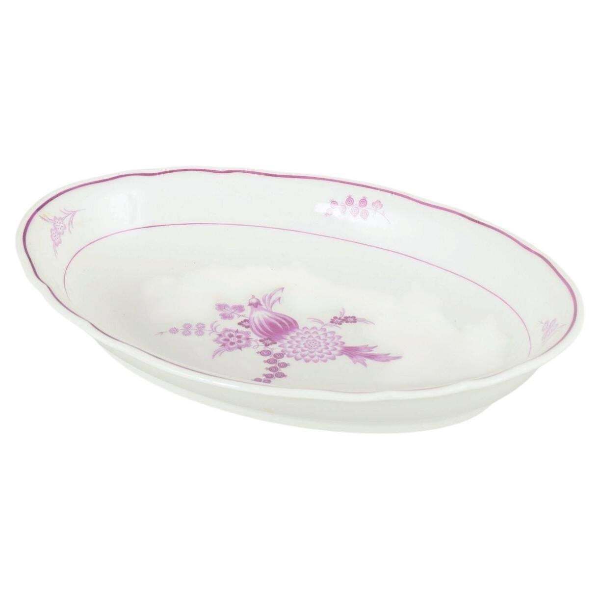 Meissen, Allemagne. Coupe ovale en porcelaine à motif floral lilas, années 1930