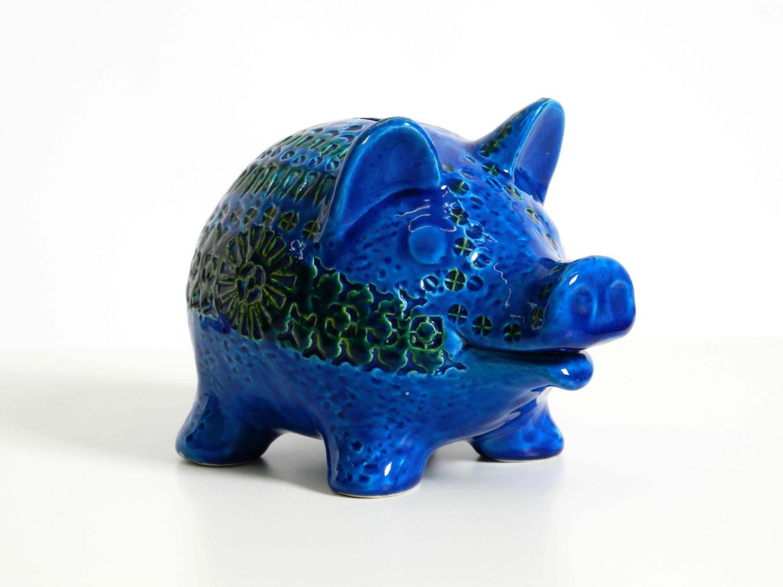 1960s Large Rimini Blu Ceramic Pig Money Box By Aldo Londi For Bitossi Italy photo Art