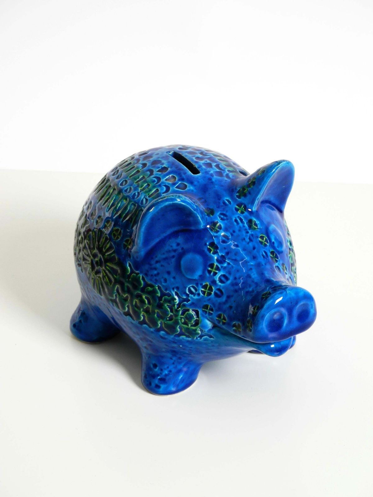 Art 1960s Large Rimini Blu Ceramic Pig Money Box By Aldo Londi For Bitossi Italy photo