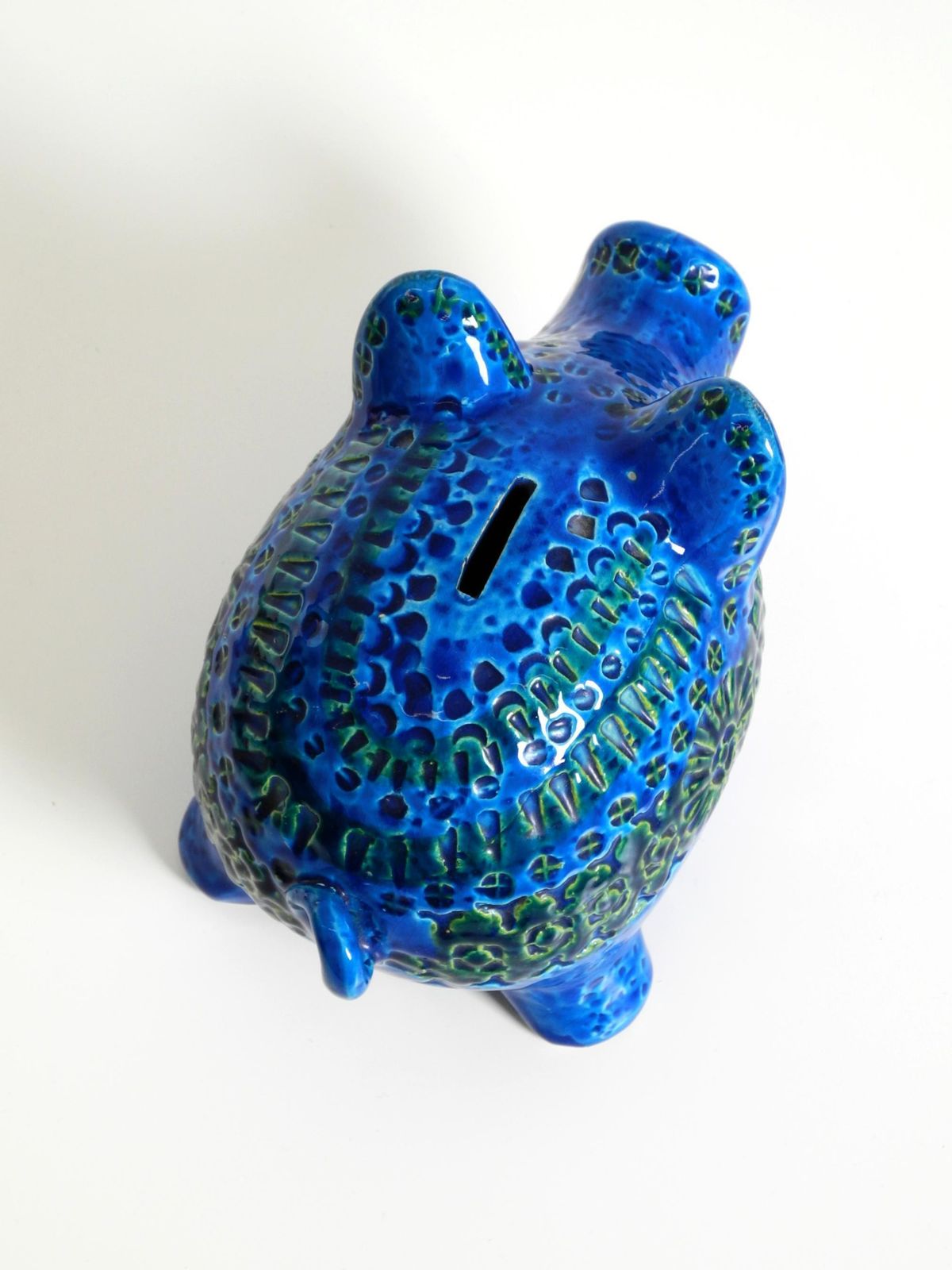 414.0 1960s Large Rimini Blu Ceramic Pig Money Box By Aldo Londi For Bitossi Italy photo