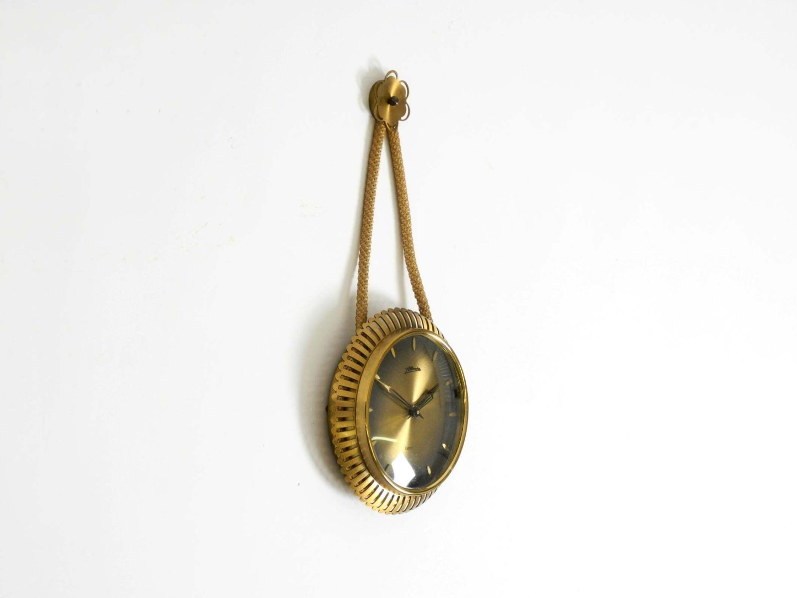 Small Mechanical Original Mid Century Atlanta Wall Clock With 10 Day Movement photo furniture