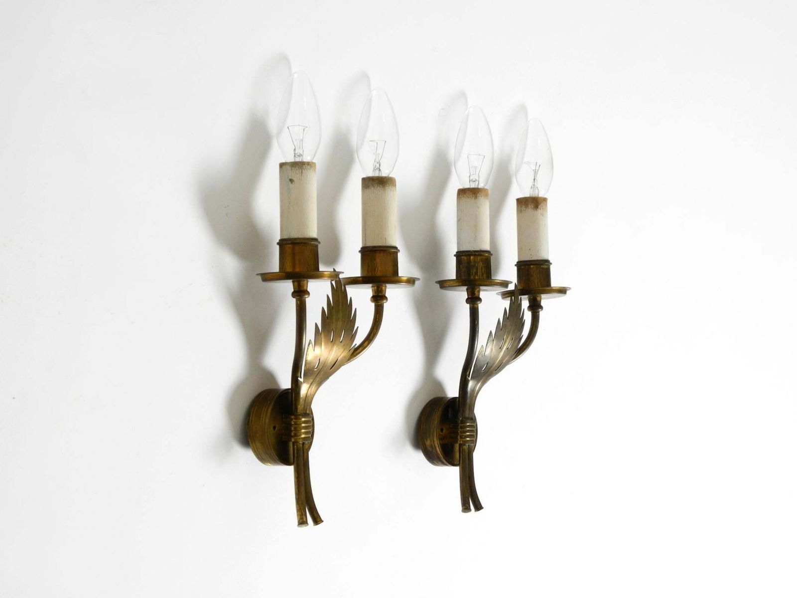 A Pair Of Rare, Mid Century Modern Brass Wall Lamps By Vereinigte Werkstätten photo for sale