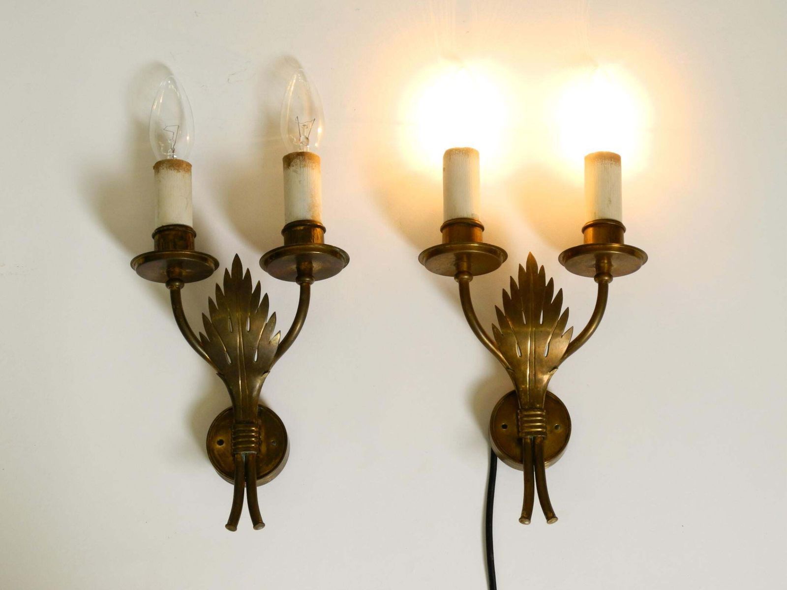 A Pair Of Rare, Mid Century Modern Brass Wall Lamps By Vereinigte Werkstätten photo Lighting
