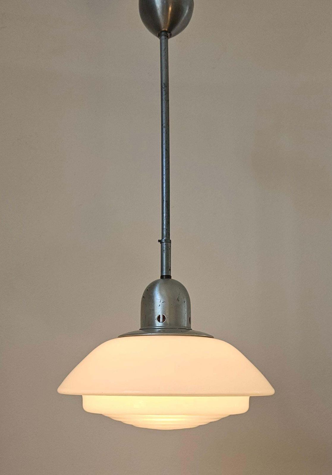 photo for sale Rare Art Deco Bauhaus Or Functionalism Glass Pendant, Franta Anyz, 1930s