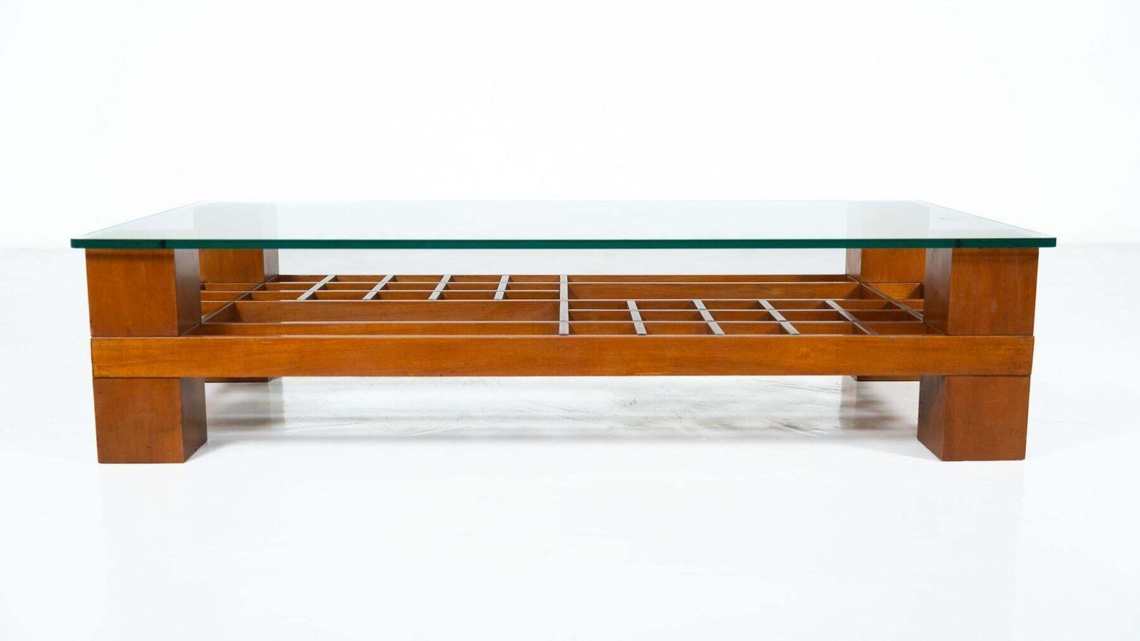 Mid Century Modern Coffee Table, Wood And Glass, Italy, 1960s photo vintage