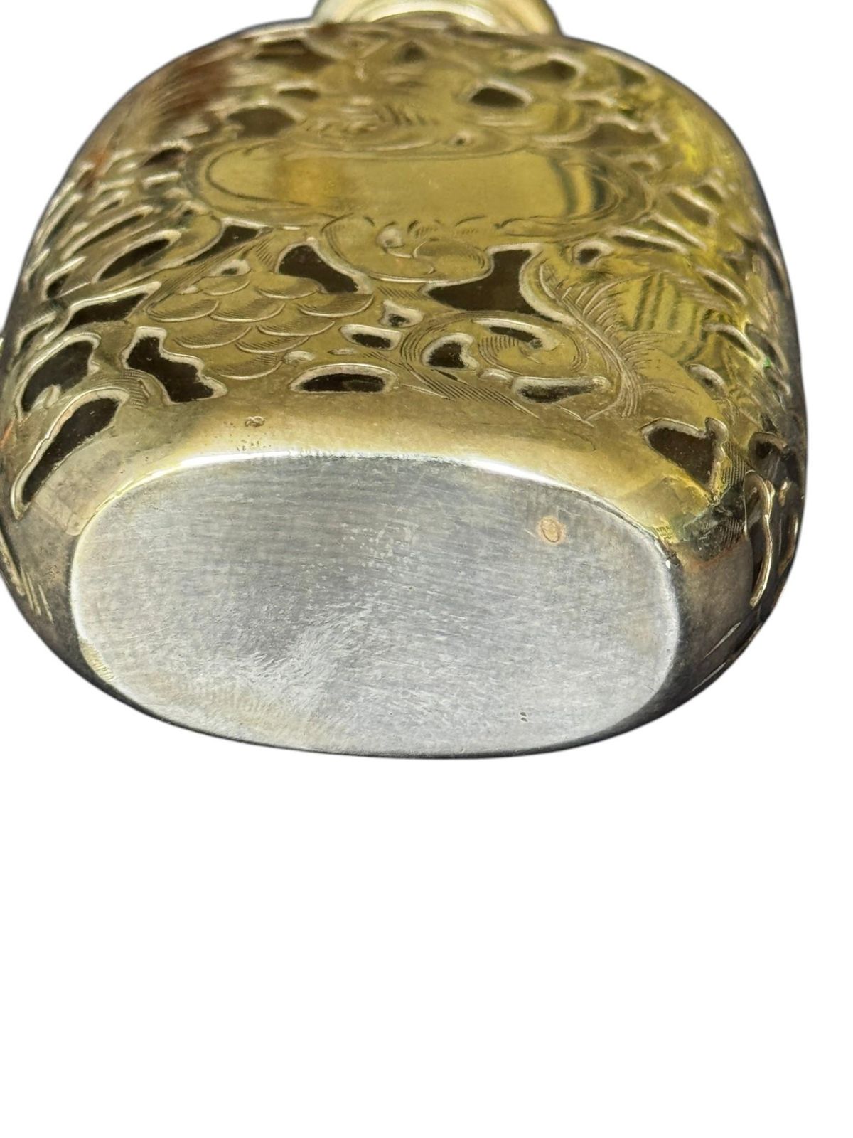 661.0 An Early 20th Century Art Nouveau Style Silver Overlaid Glass Flask photo