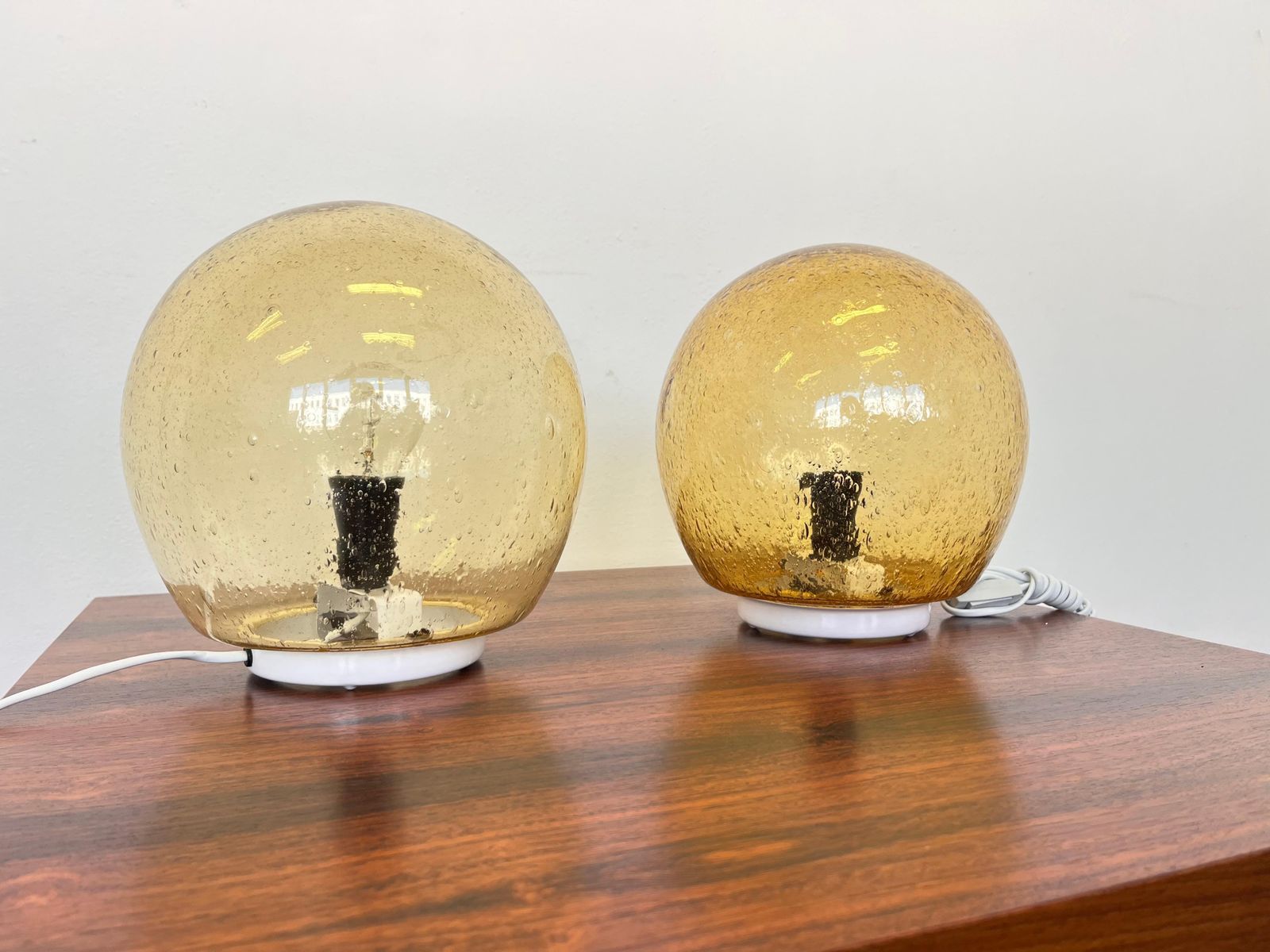 Pair Of Design Mid Century Artglass Table Lamps, 1980s   Czechoslovakia photo for sale