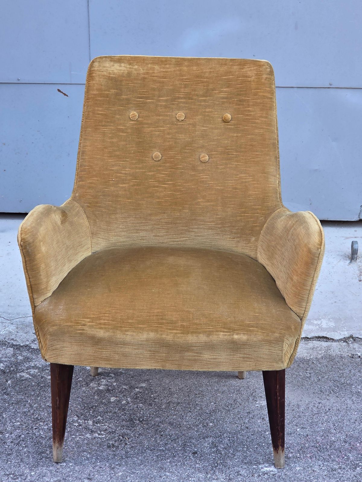 Small Armchair From 1950s Italy Wooden Feet And Velvet Fabric Old photo vintage