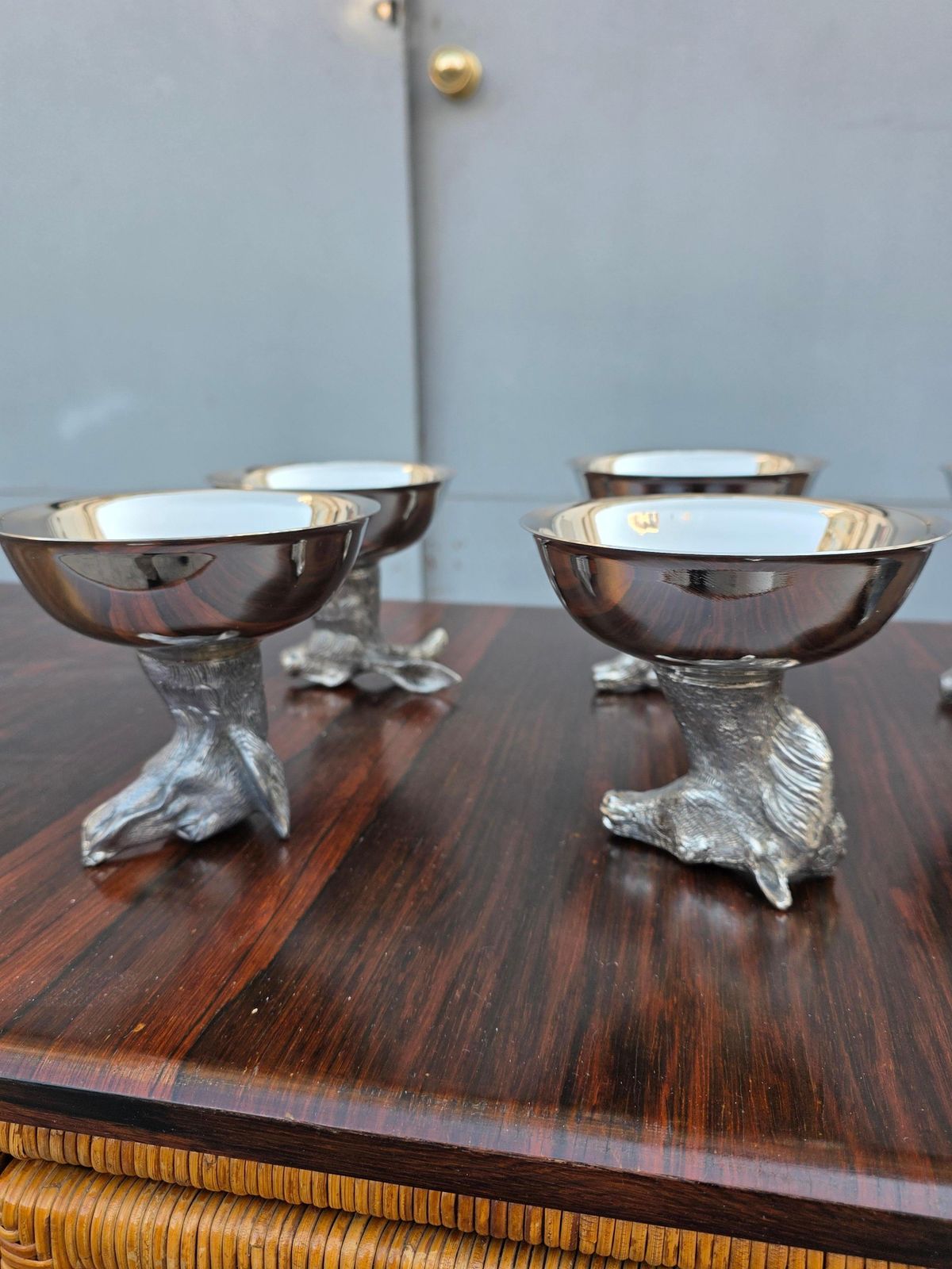 Set Of 6 Ice Cream Cups With Animals Mauro Manetti Florence 1970 Gucci Style photo buy