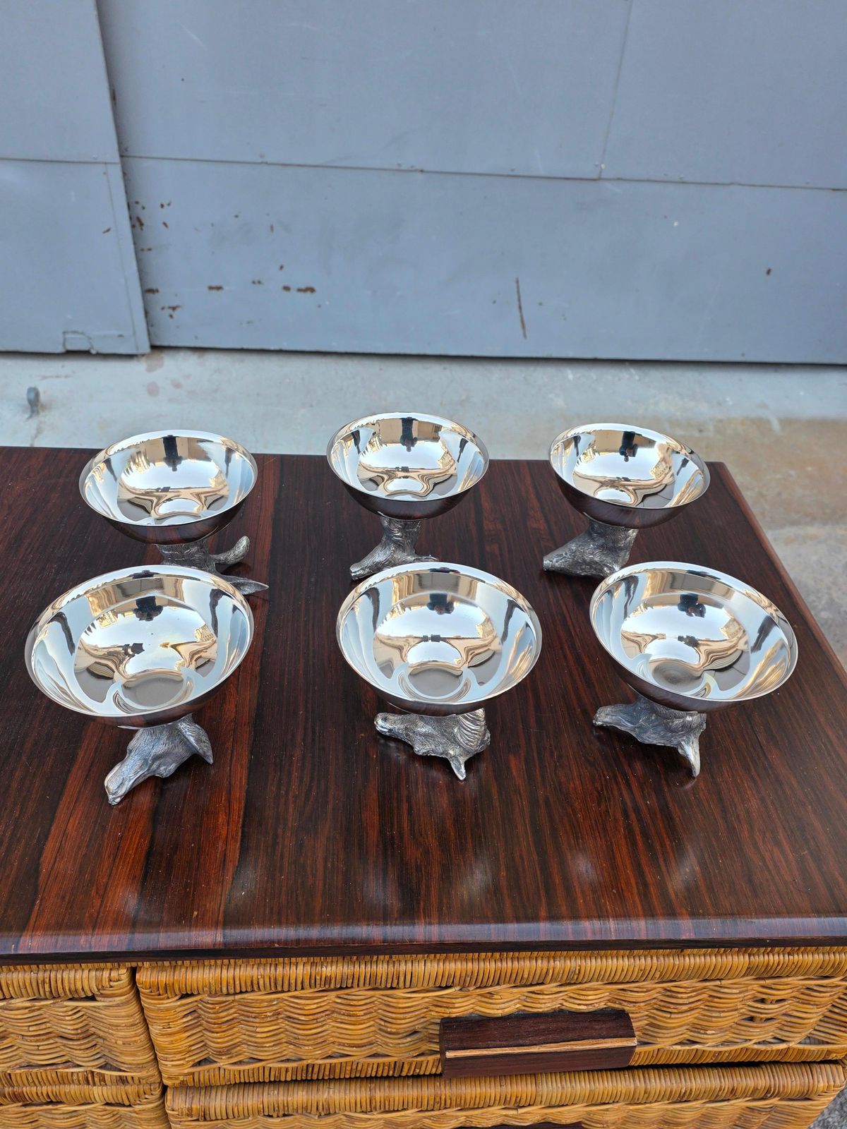 photo furniture Set Of 6 Ice Cream Cups With Animals Mauro Manetti Florence 1970 Gucci Style