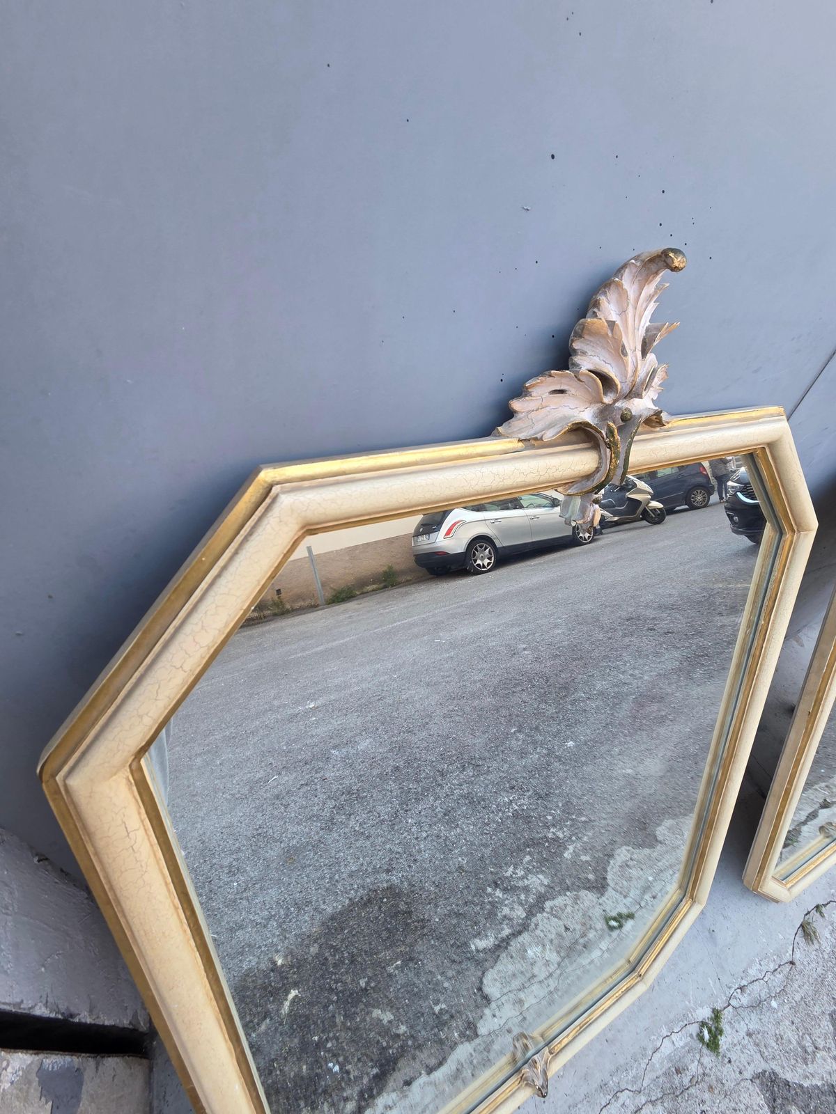 Pair Of Venetian Baroque Lacquered Italian Octagonal Console Mirrors photo vintage