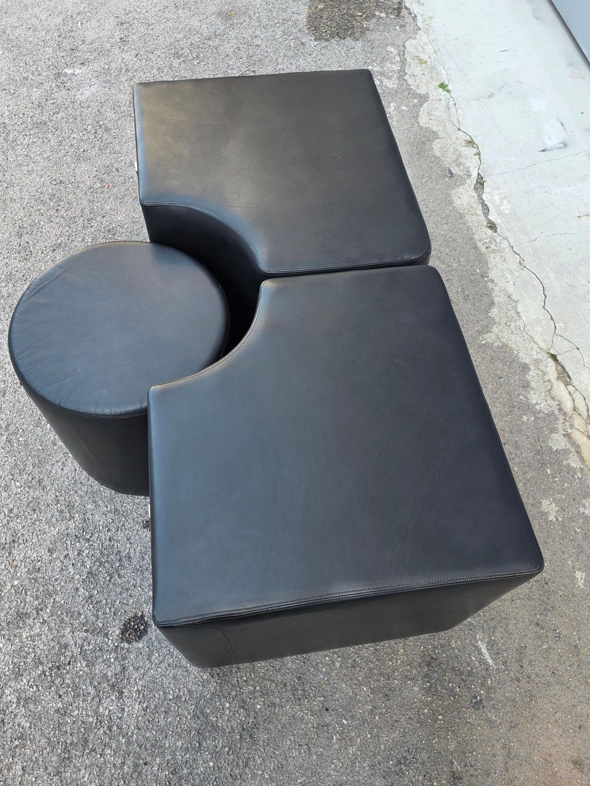 Furniture Chest Of Drawers With Stool Black Leather 1970 Guido Faleschini For I4 Mariani photo