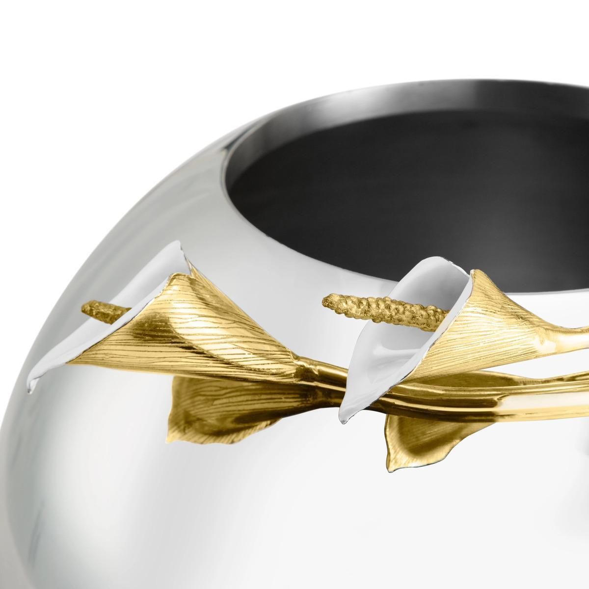 Large Contemporary Silver And Gold Metal Calla Lily Bowl Vase photo Home Decor