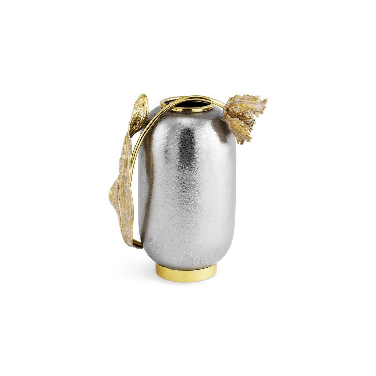 Pair Of Small Contemporary Silver And Gold Metal Tulip Vase photo for sale