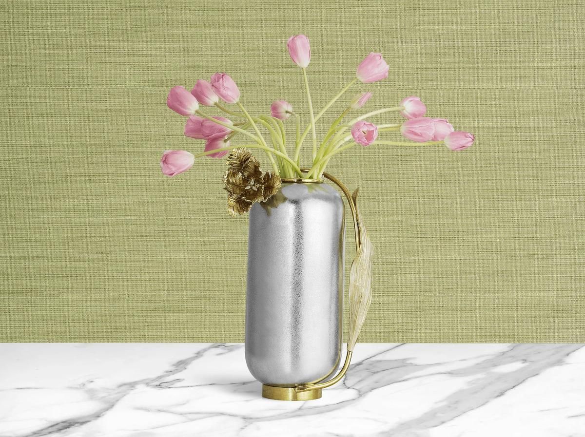 Pair Of Small Contemporary Silver And Gold Metal Tulip Vase photo vinterior