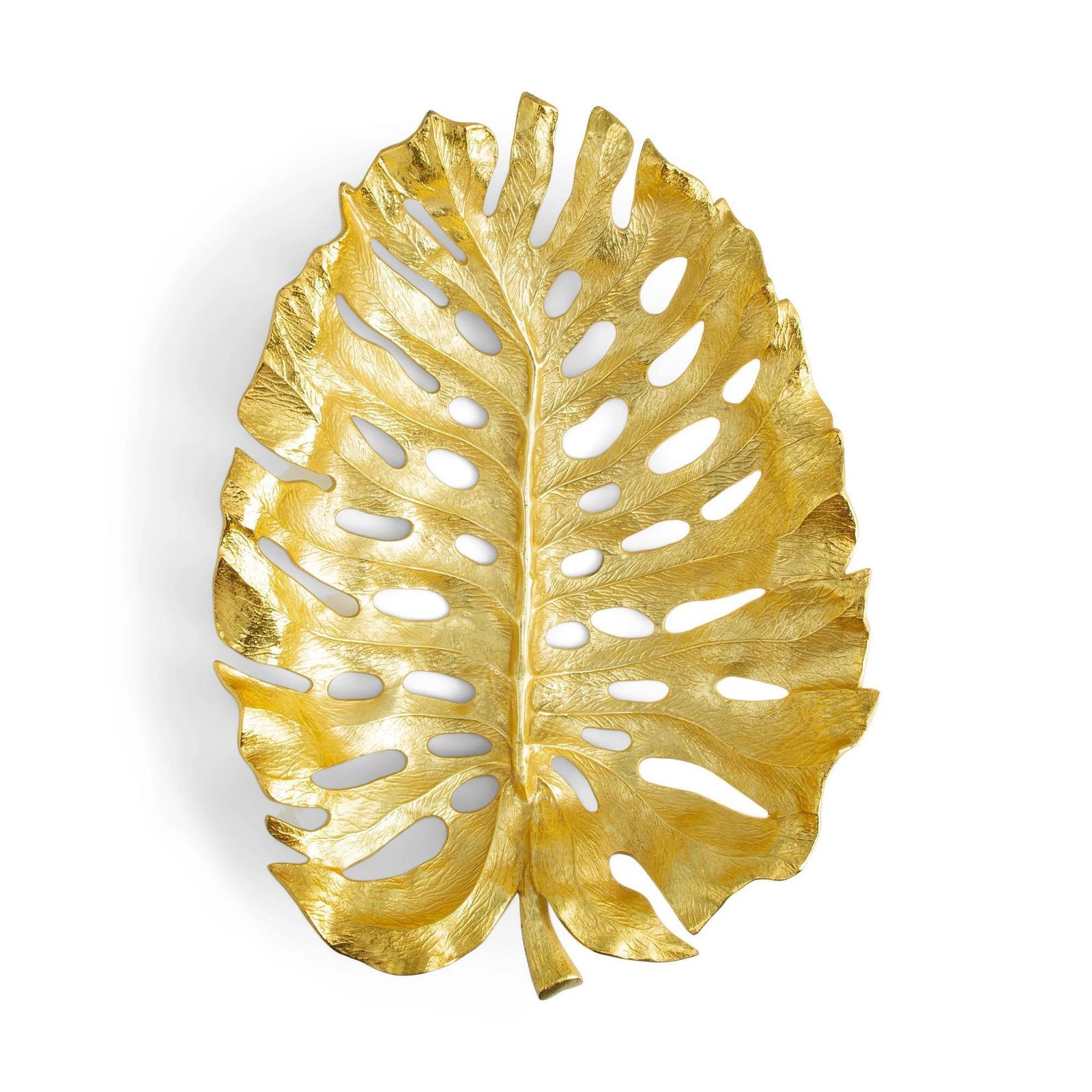Set Of 2 Gold Monstera Leaf Bowl In Organic Sculptural Metal Design photo buy