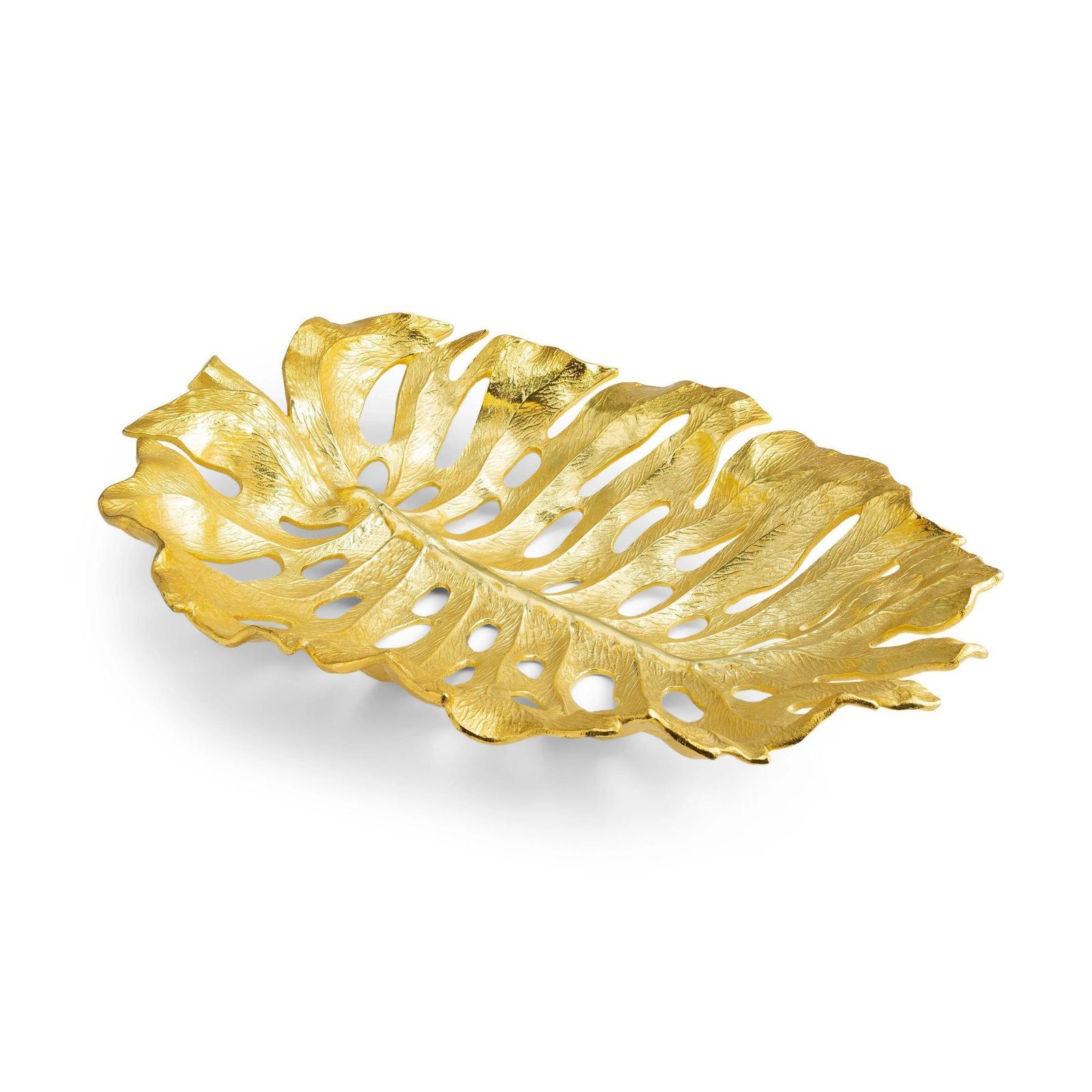 photo furniture Set Of 2 Gold Monstera Leaf Bowl In Organic Sculptural Metal Design
