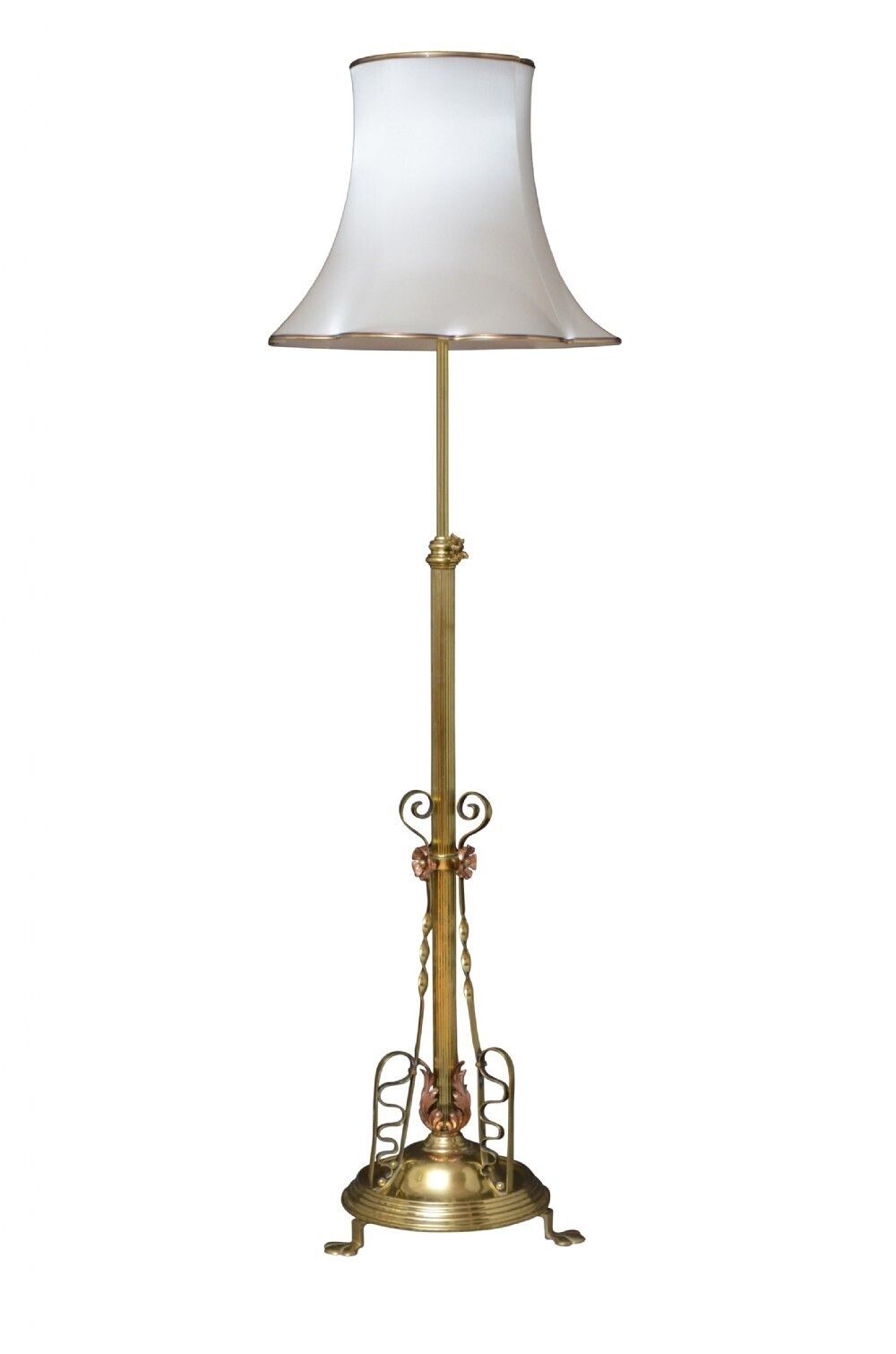 Art Nouveau Brass Floor Standard Lamp Height Adjustable