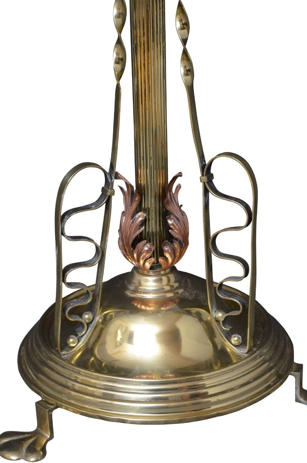 Art Nouveau Brass Floor Standard Lamp Height Adjustable photo vintage