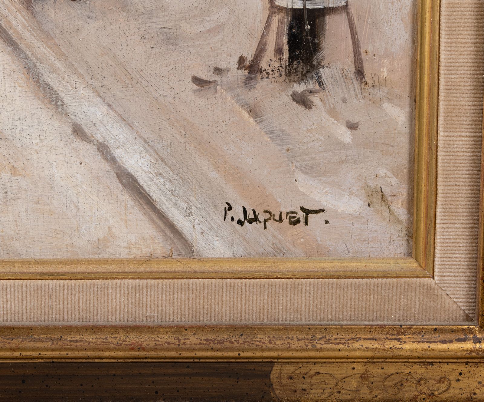 Pierre Jacquet (XXe siècle) : « Paris, Les Boulevards Sous La Neige », huile sur panneau photo for sale