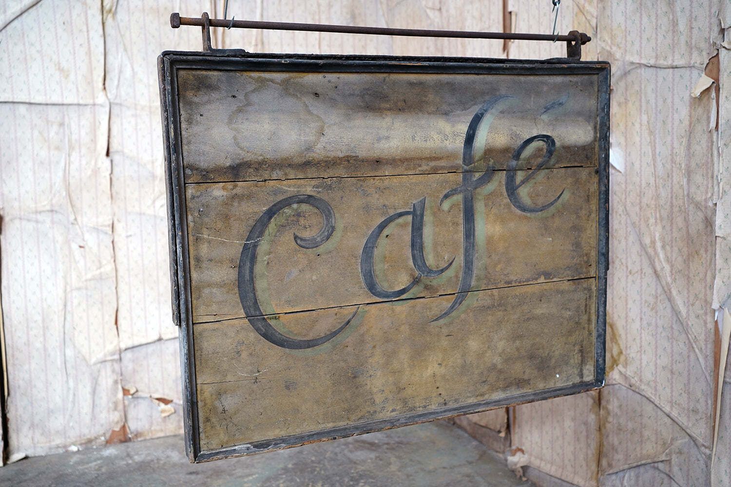 A Large Early 20thc Double Sided Sign Written Advertising Sign; 'Café’ C.1920 photo furniture