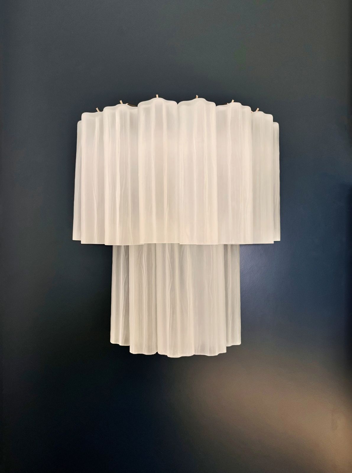 Fantastic Pair Of Murano Glass Tube Wall Sconces   13 Etched Glass Tube photo vintage