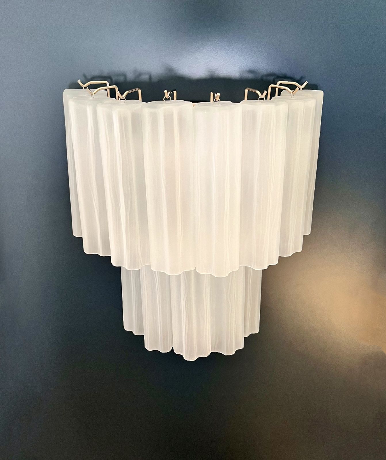photo furniture Fantastic Pair Of Murano Glass Tube Wall Sconces   13 Etched Glass Tube