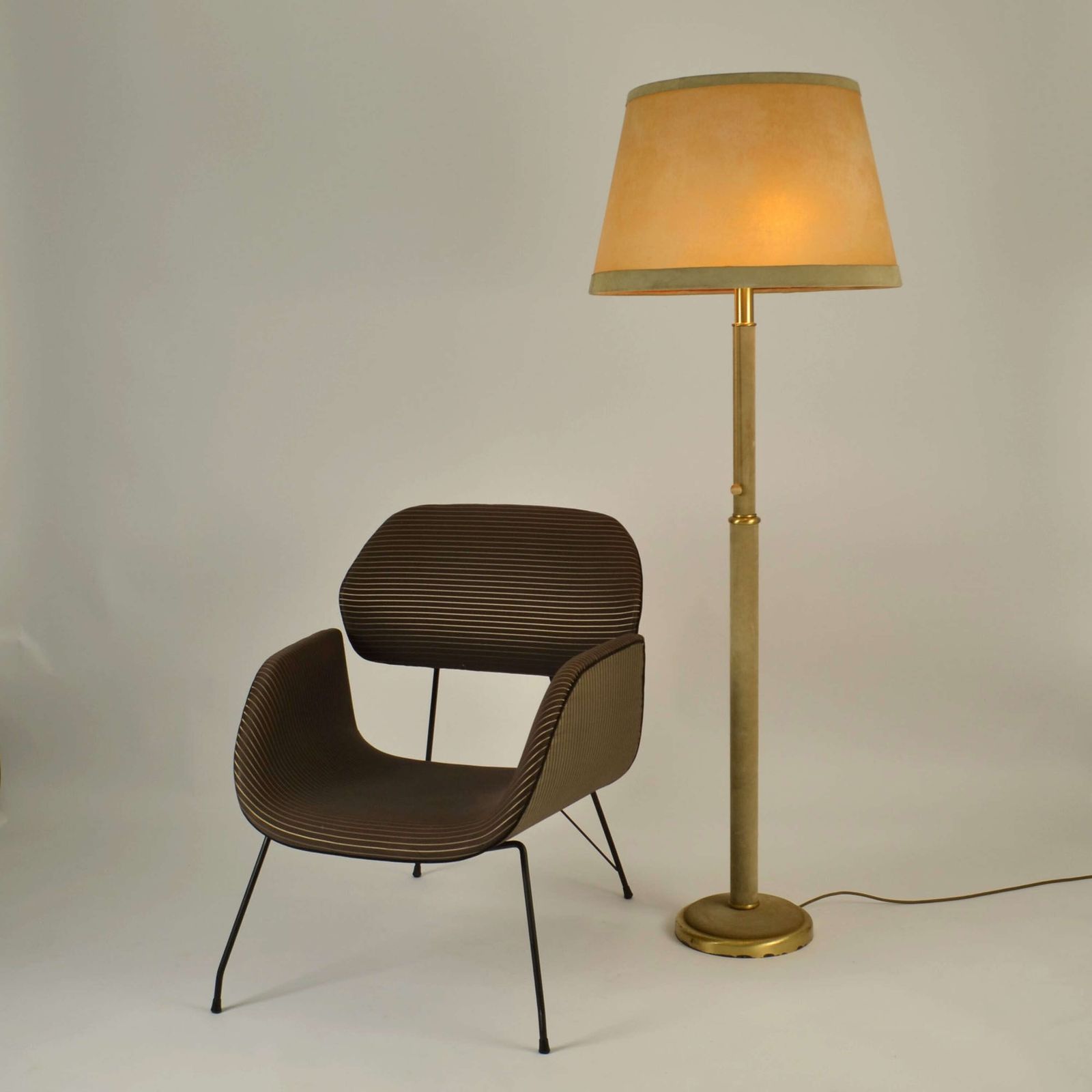 Leather And Parchment Floor Lamp 1960's European photo furniture