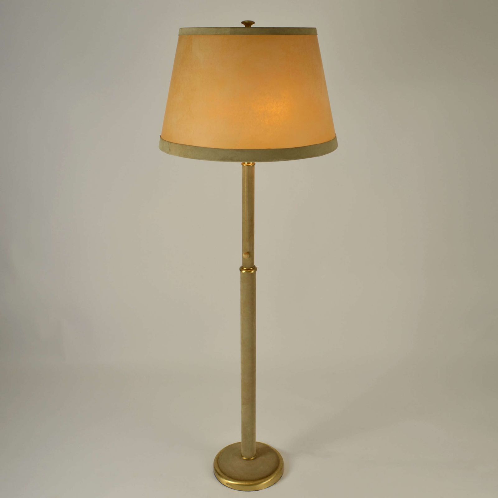 Leather And Parchment Floor Lamp 1960's European photo vintage