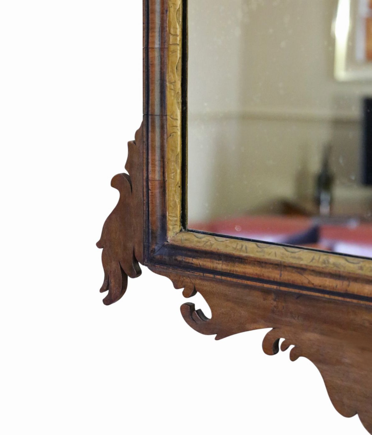Antique C.1920 Georgian Revival Walnut And Gilt Fret Cut Overmantle/ Wall Mirror  Fine Quality photo buy
