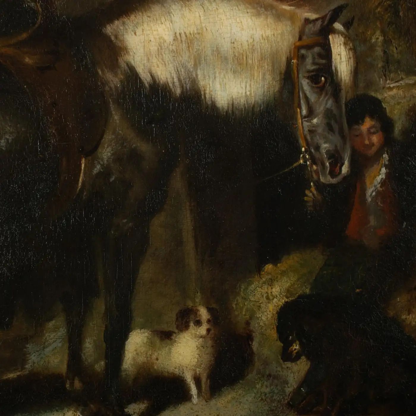 John Frederick II Herring (1815-1907) - Young Boy With A Pony And His Dogs photo buy