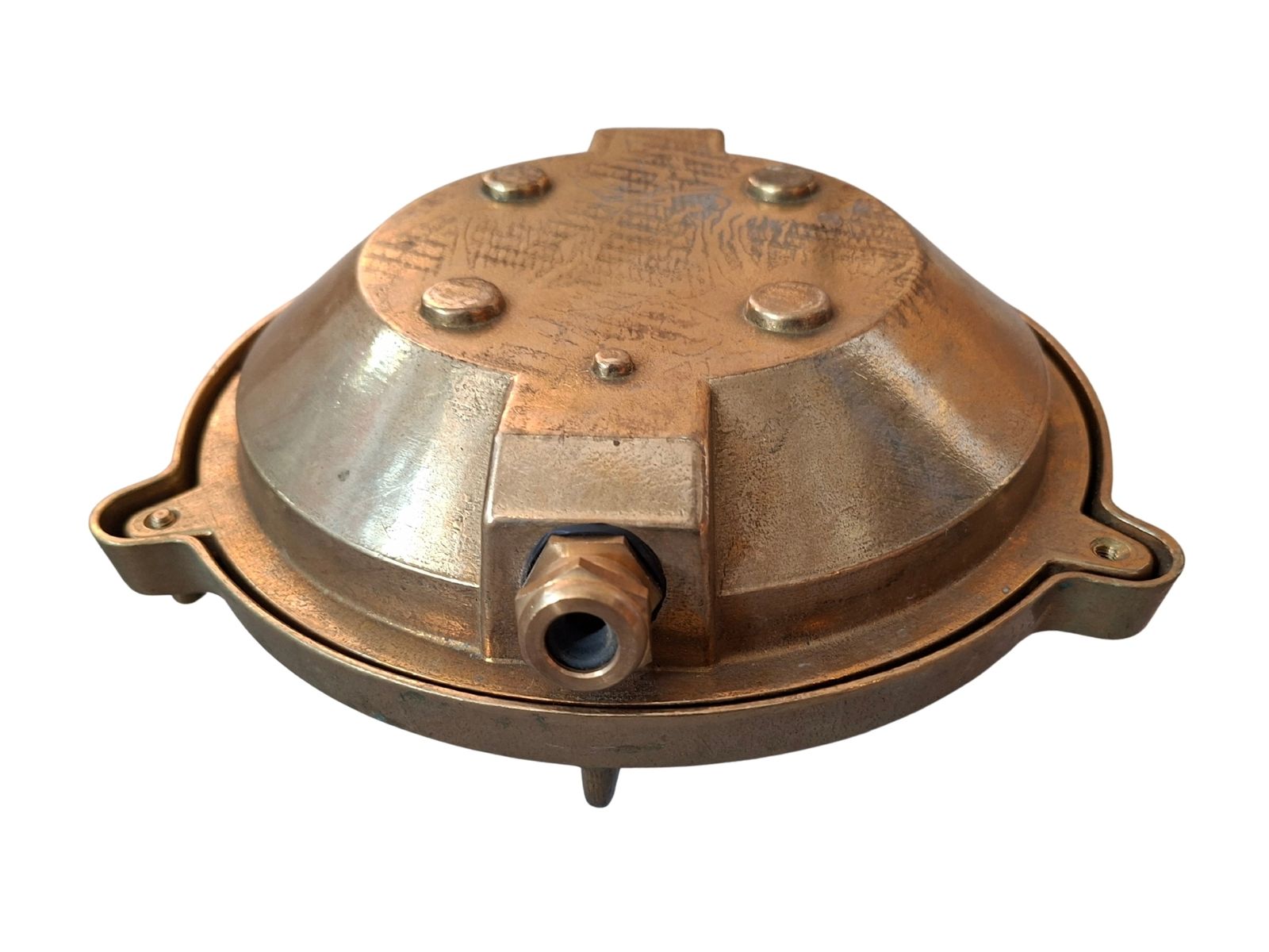Lampada A Paratia Nautica Vintage In Ottone Massiccio – Stile Industriale Autentico photo vinterior