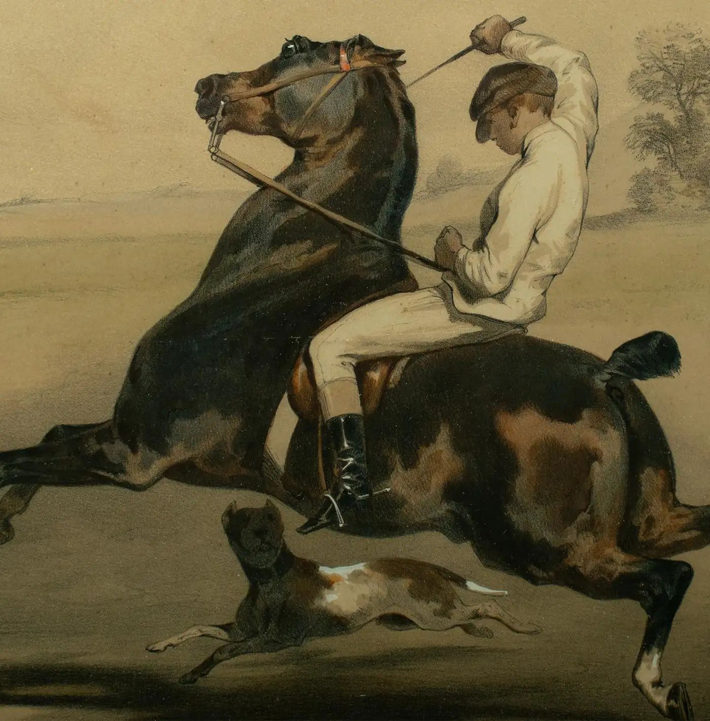 Lithographie Le Poney d'après Alfred de Dreux, mise en couleurs par Loeillot et Ciceri, vers 1840 photo furniture