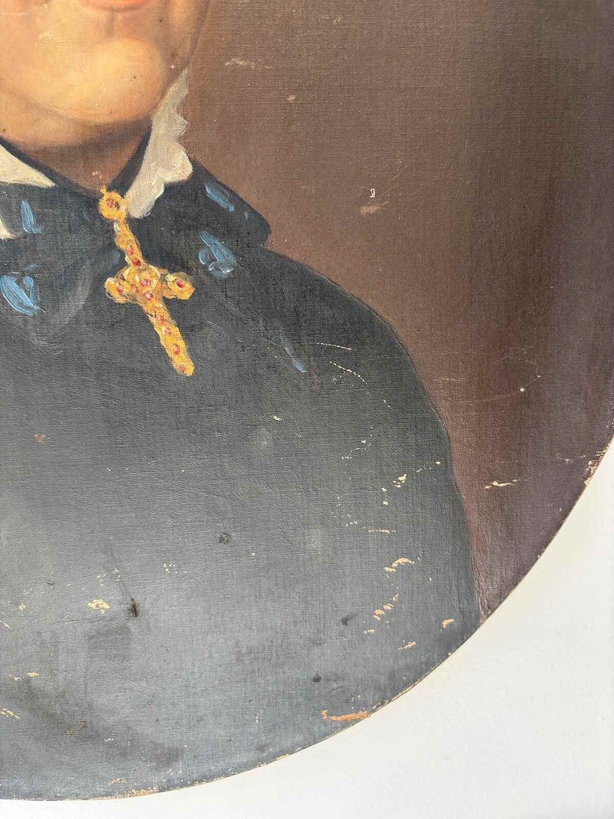 19th Century French Oil Portrait Pensive Lady photo buy